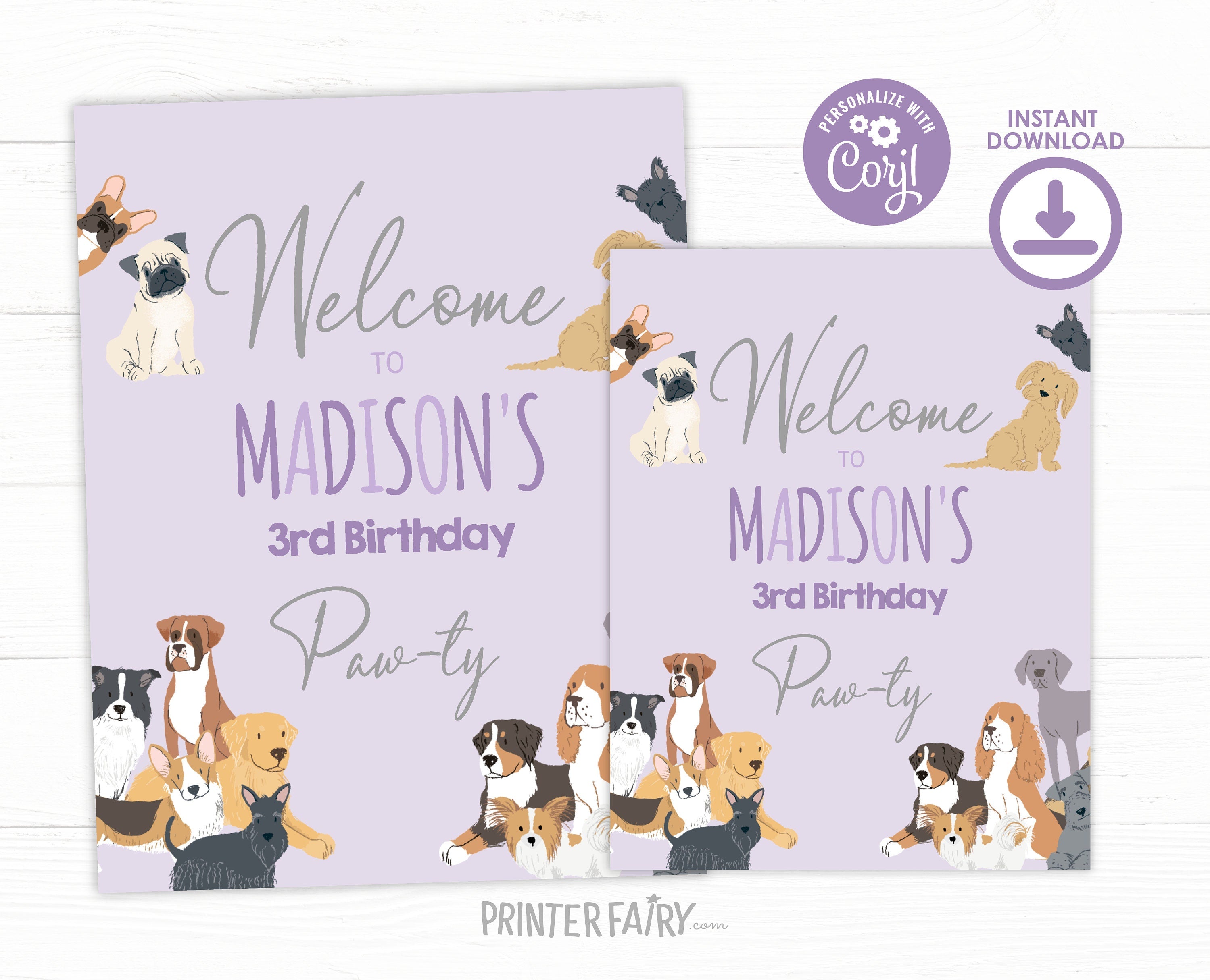 Puppy Adoption Birthday Welcome Sign, Dog Pawty Decor (Digital)