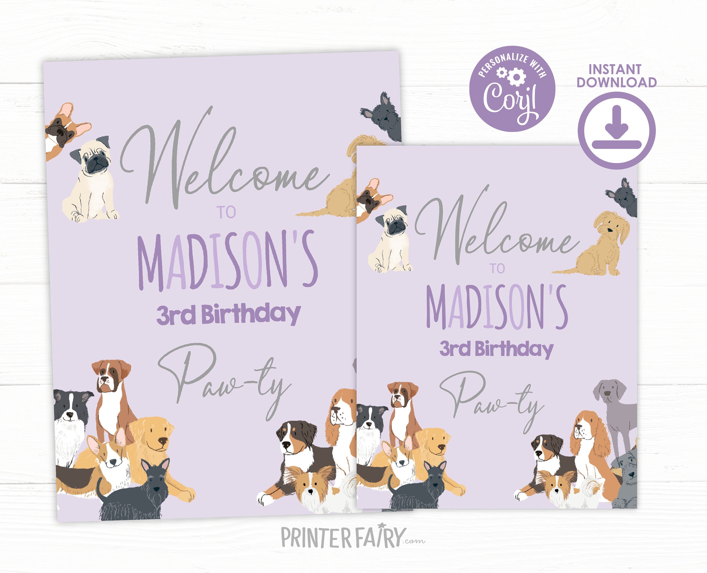 Puppy Adoption Birthday Welcome Sign, Dog Pawty Decor (Digital)
