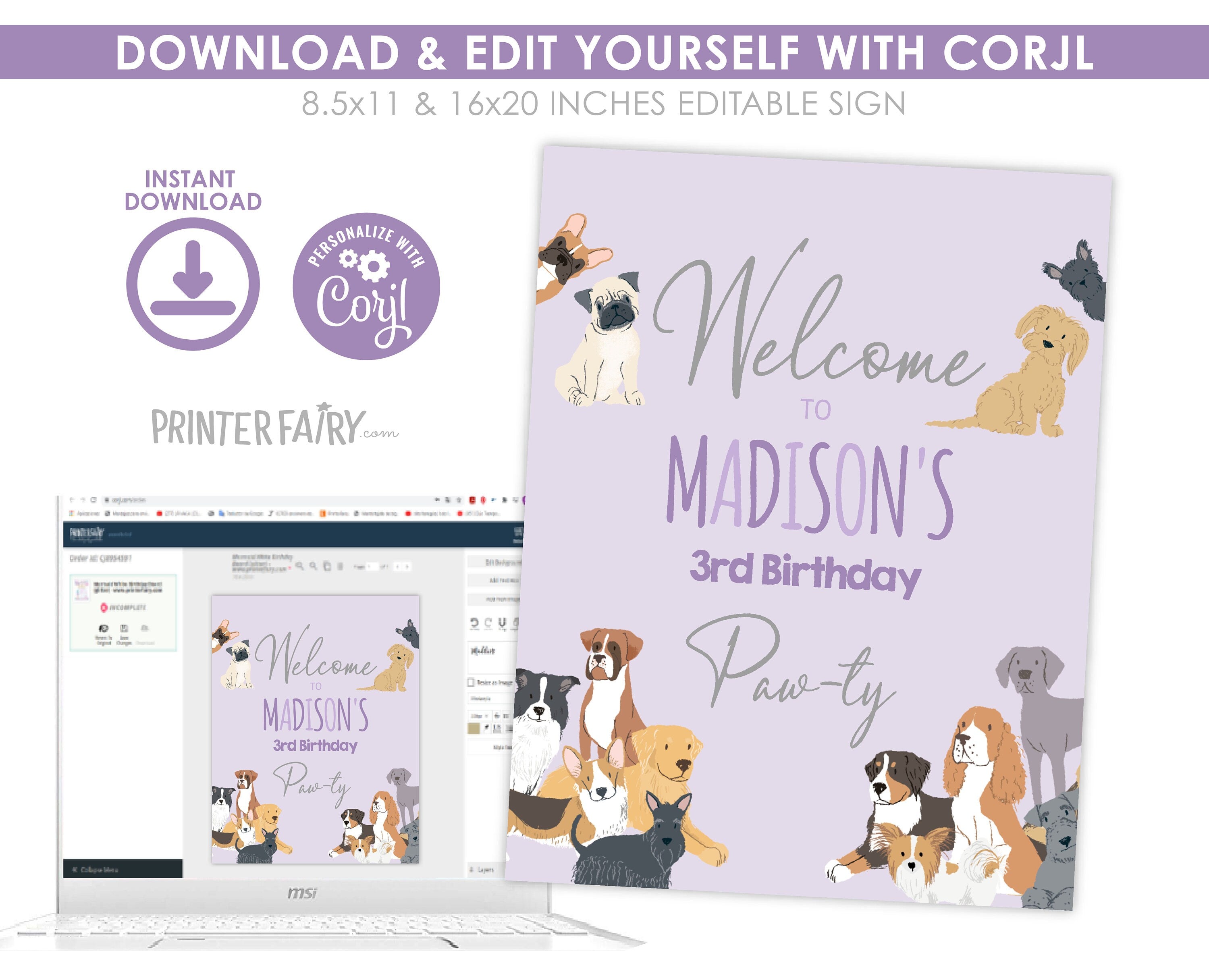 Puppy Adoption Birthday Welcome Sign, Dog Pawty Decor (Digital)