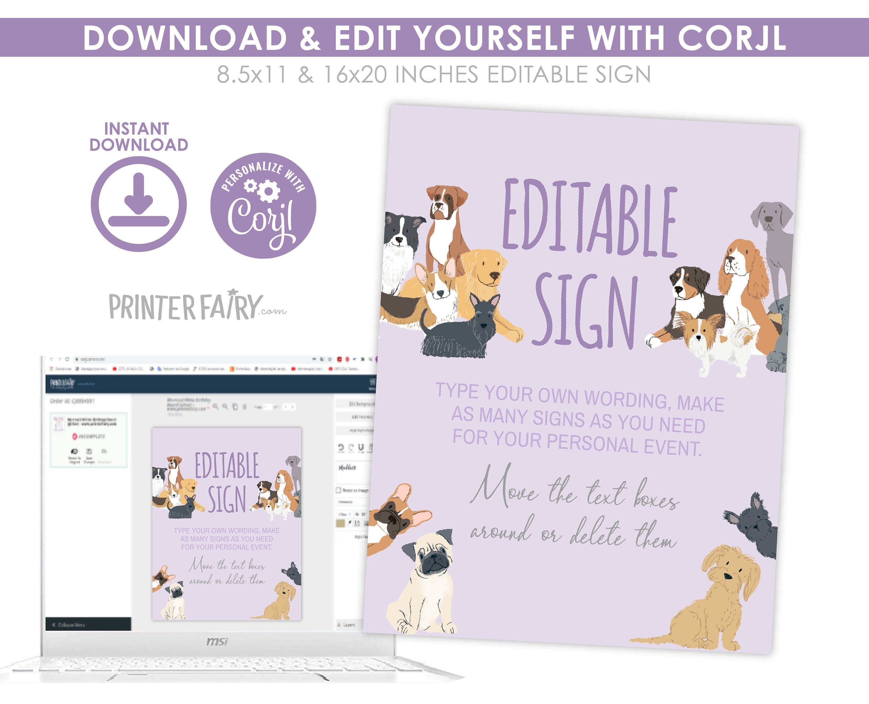 Puppy Adoption Birthday Sign, Editable Paw-ty Decor (Digital Download)
