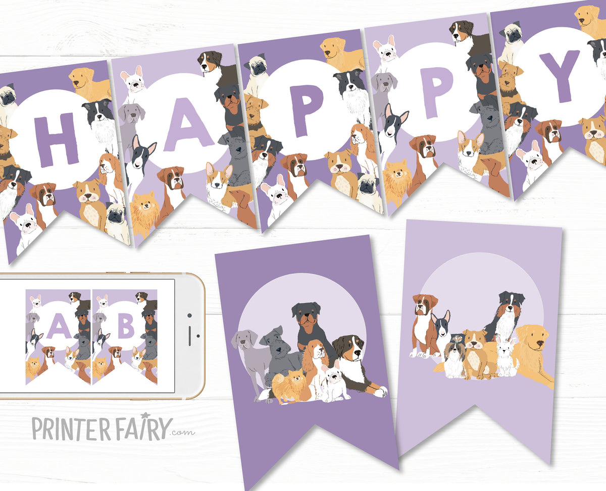 Puppy Adoption Birthday Banner, Editable Dog Party Decor (Digital Download)