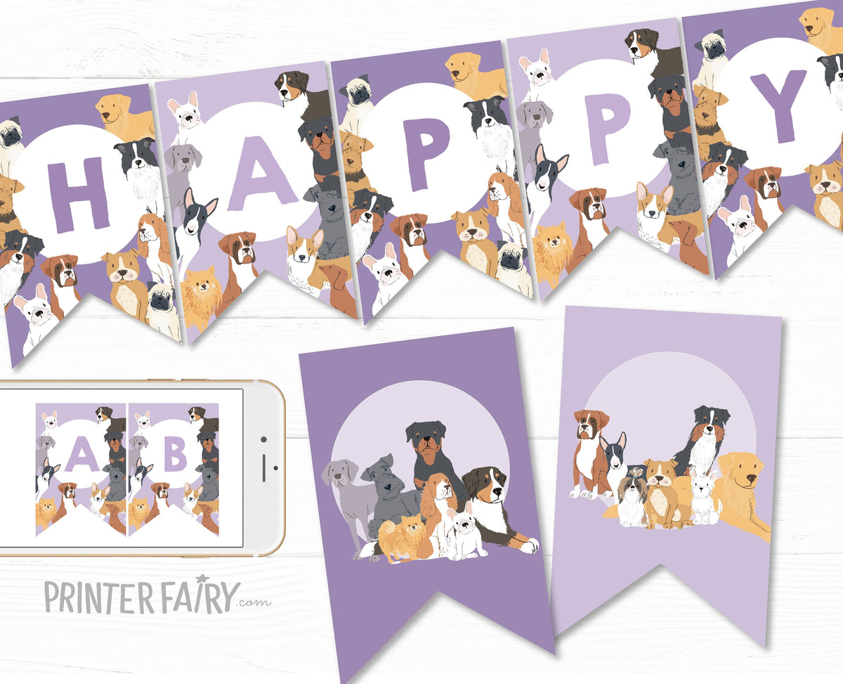 Puppy Adoption Birthday Banner, Editable Dog Party Decor (Digital Download)