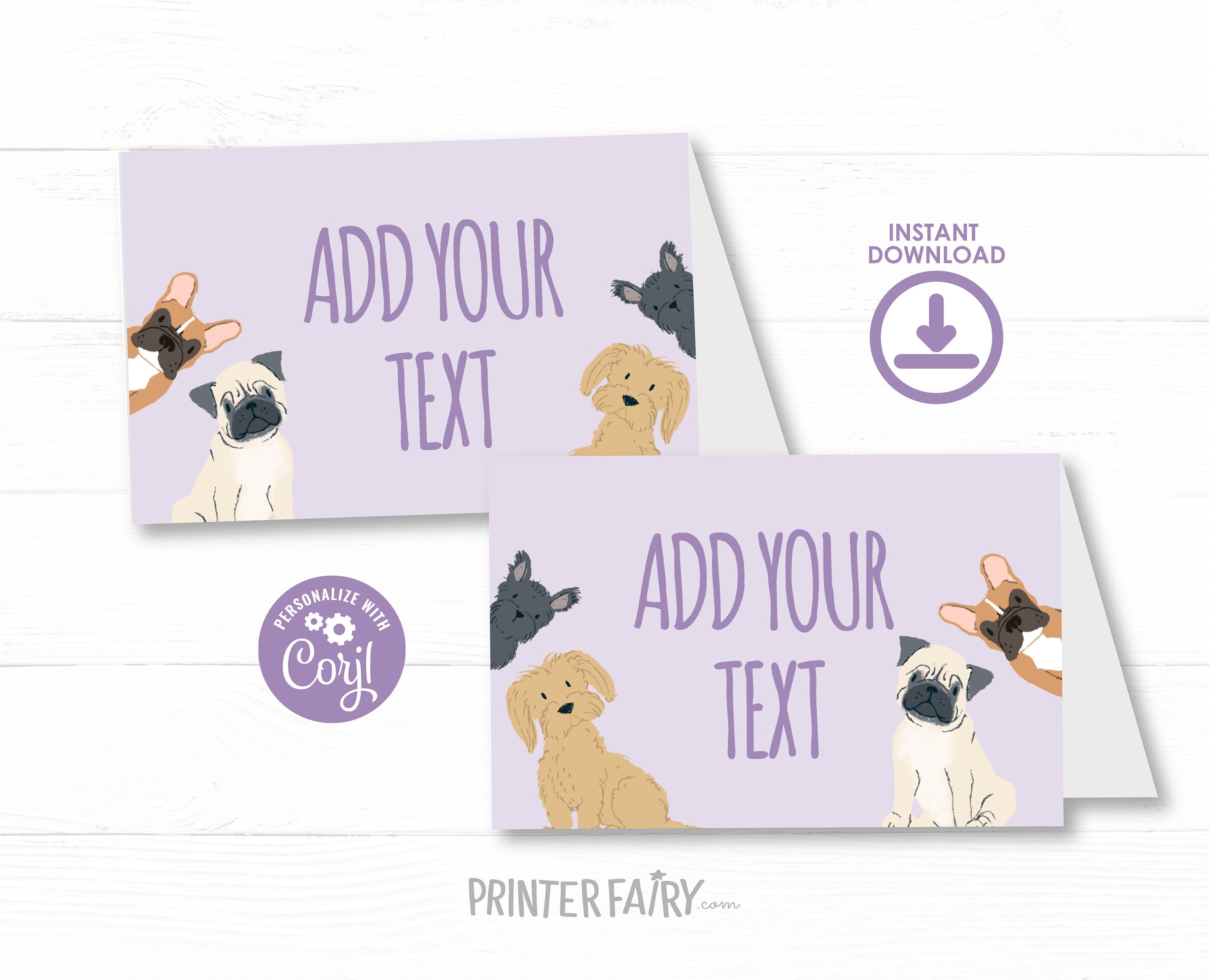 Puppy Pawty Food Tents, Editable Dog Birthday Labels (Digital Download)