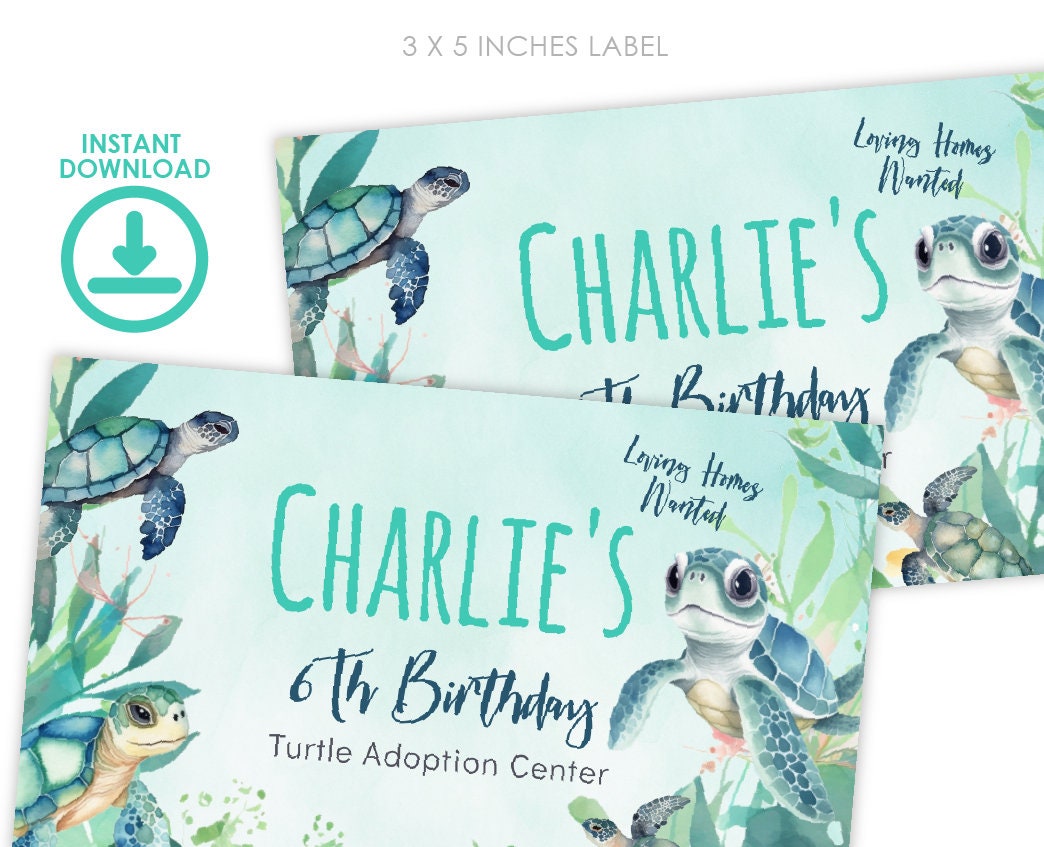 Sea Turtle Birthday Gable Box, Under The Sea Party Favor Template (Instant Download)