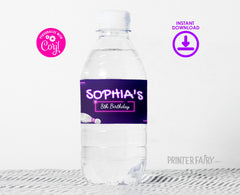 Bowling Birthday Party Water Bottle Label, Editable Printable (Instant Download)