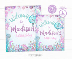 Under The Sea Birthday Welcome Sign, Sea Turtle Party (Printable)