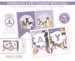 Puppy Adoption Birthday Banner, Editable Dog Party Decor (Digital Download)