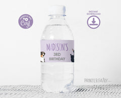 Puppy Adoption Birthday Water Bottle Label, Editable Dog Party (Digital Item)