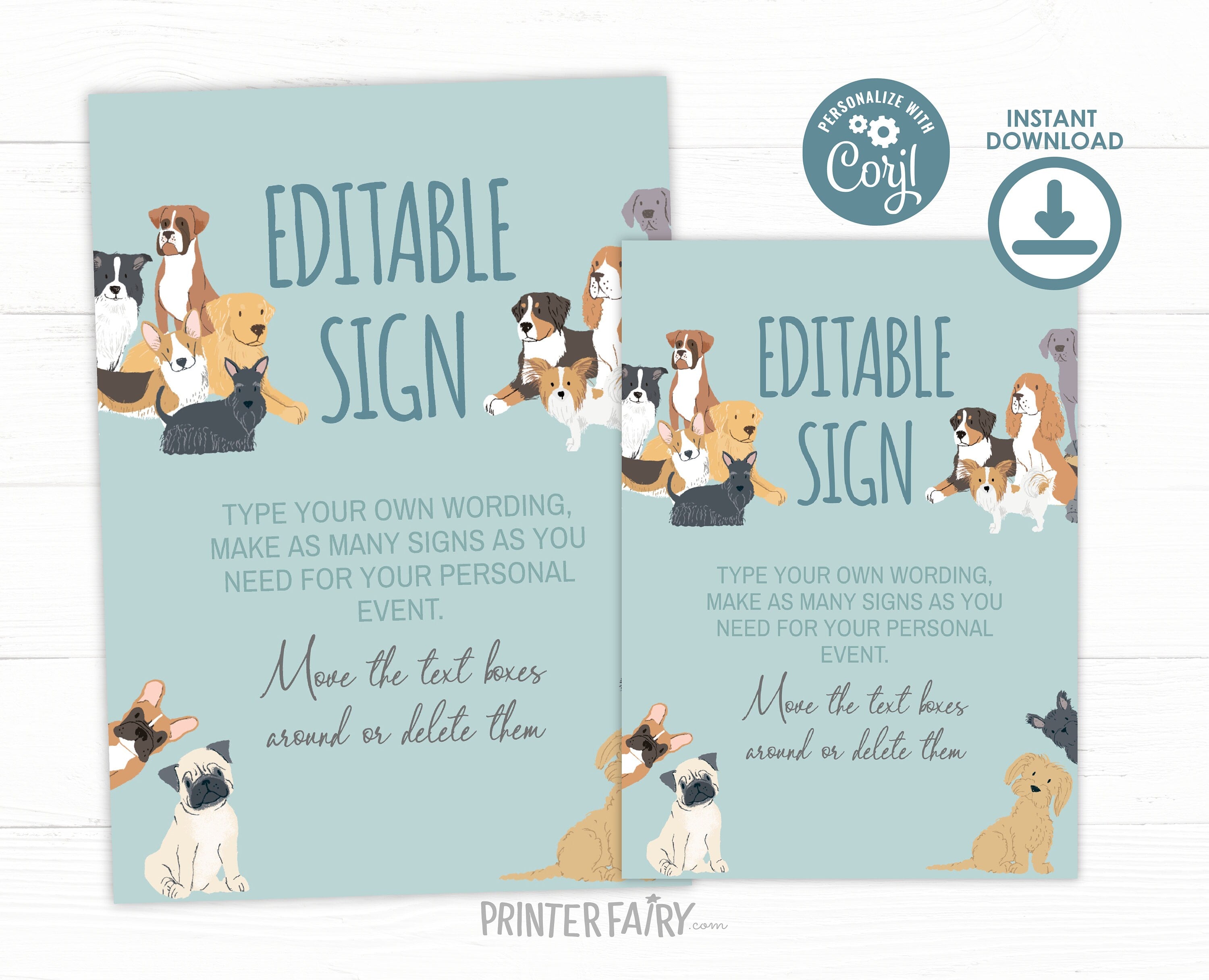 Puppy Adoption Birthday Sign, Editable Party Decor (Digital Download)