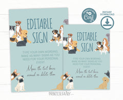 Puppy Adoption Birthday Sign, Editable Party Decor (Digital Download)