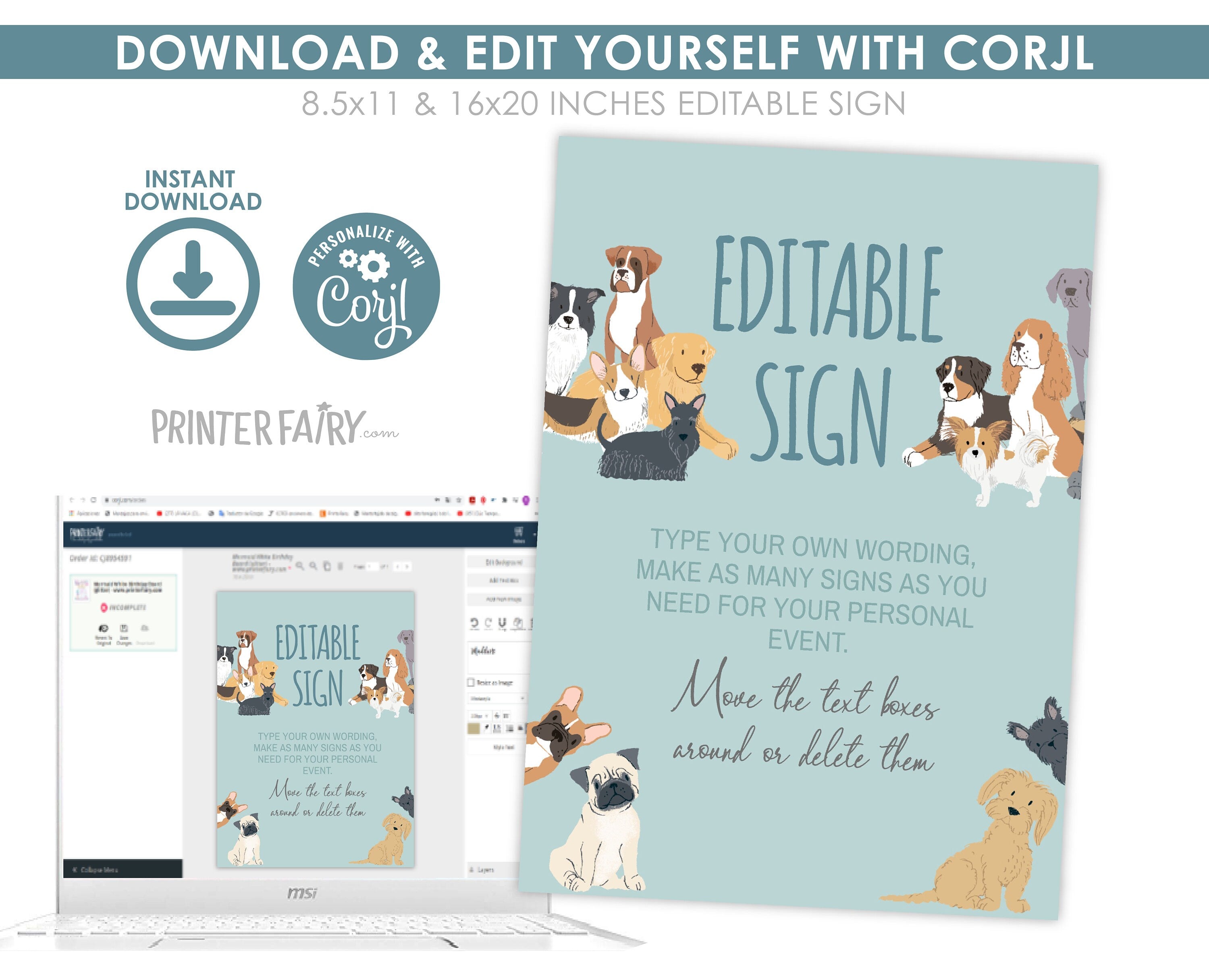 Puppy Adoption Birthday Sign, Editable Party Decor (Digital Download)