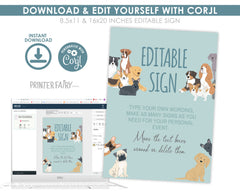 Puppy Adoption Birthday Sign, Editable Party Decor (Digital Download)