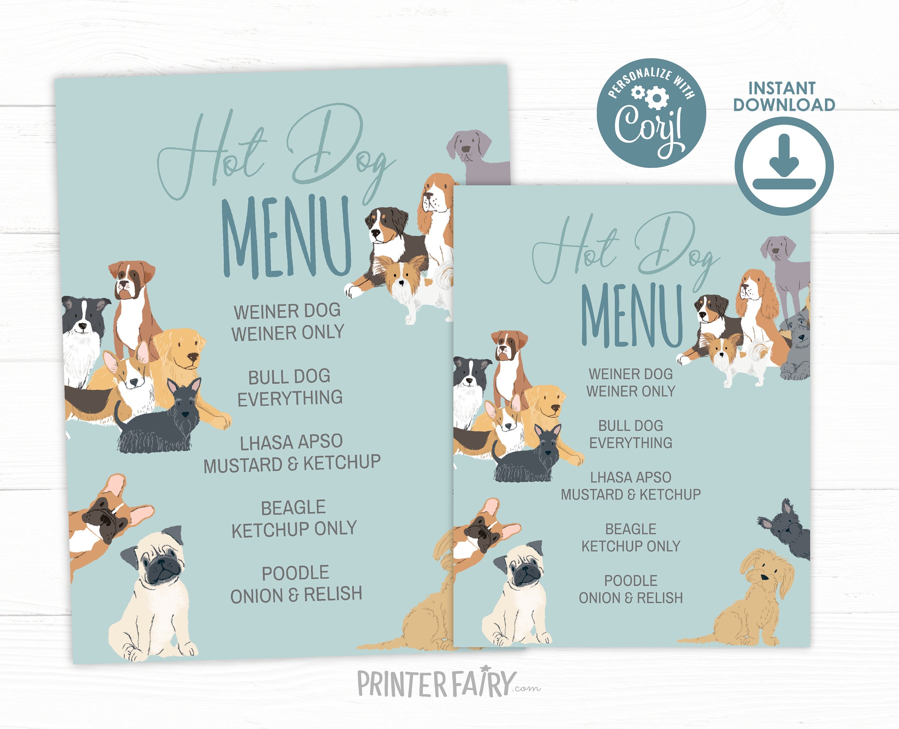 Puppy Adoption Birthday Menu, Editable Dog Party Sign (Digital Download)