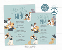 Puppy Adoption Birthday Menu, Editable Dog Party Sign (Digital Download)