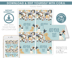Editable Puppy Adoption Food Tents, Pet Pawty Decor (Digital Item)