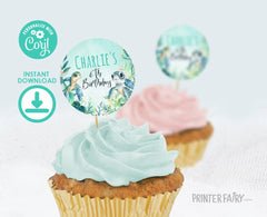 Sea Turtle Birthday Toppers, Under The Sea Party (Editable Digital Download)