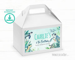 Sea Turtle Birthday Gable Box, Under The Sea Party Favor Template (Instant Download)