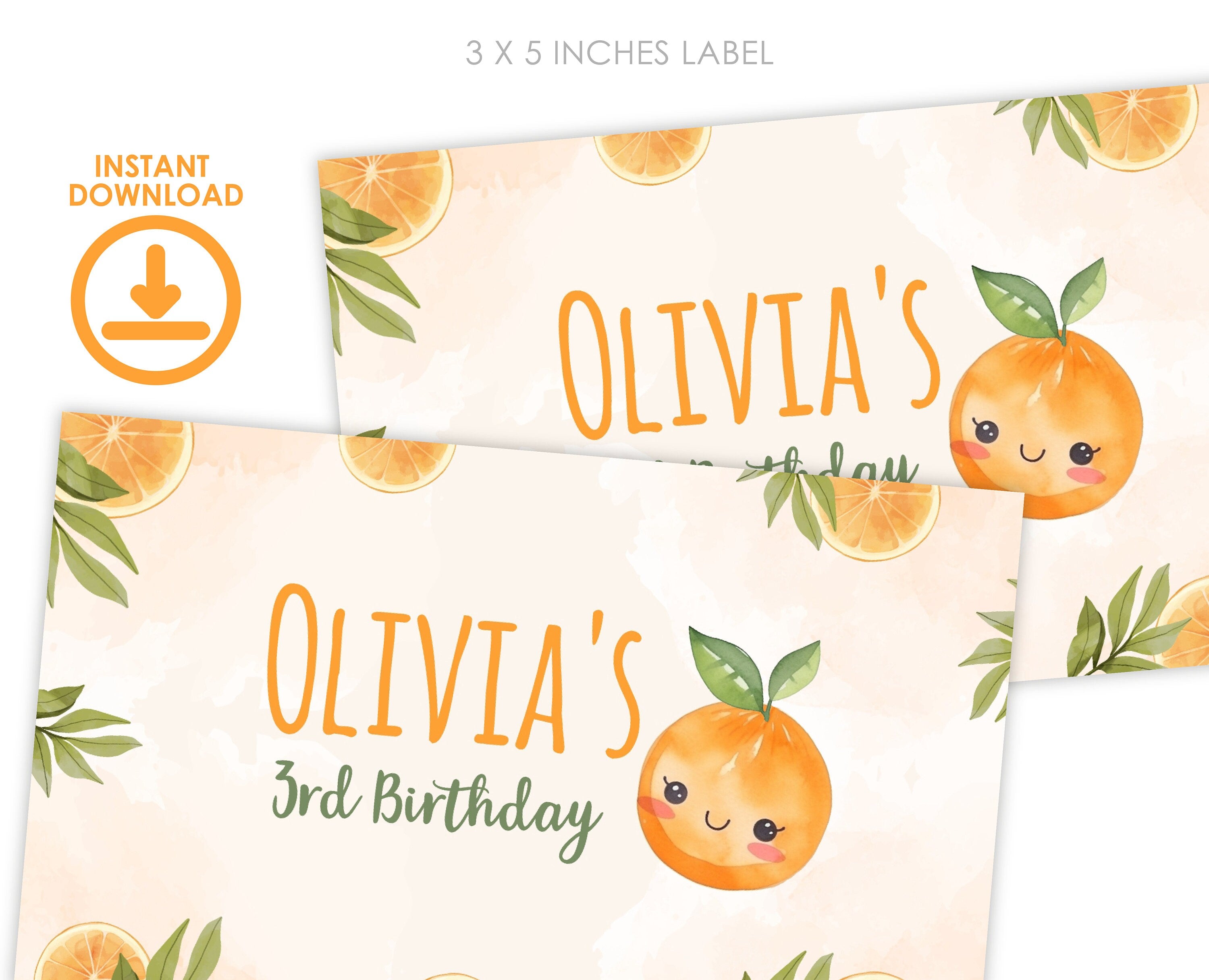 Orange Birthday Gable Box Labels, Sweet Citrus Party Decorations (Digital Download)