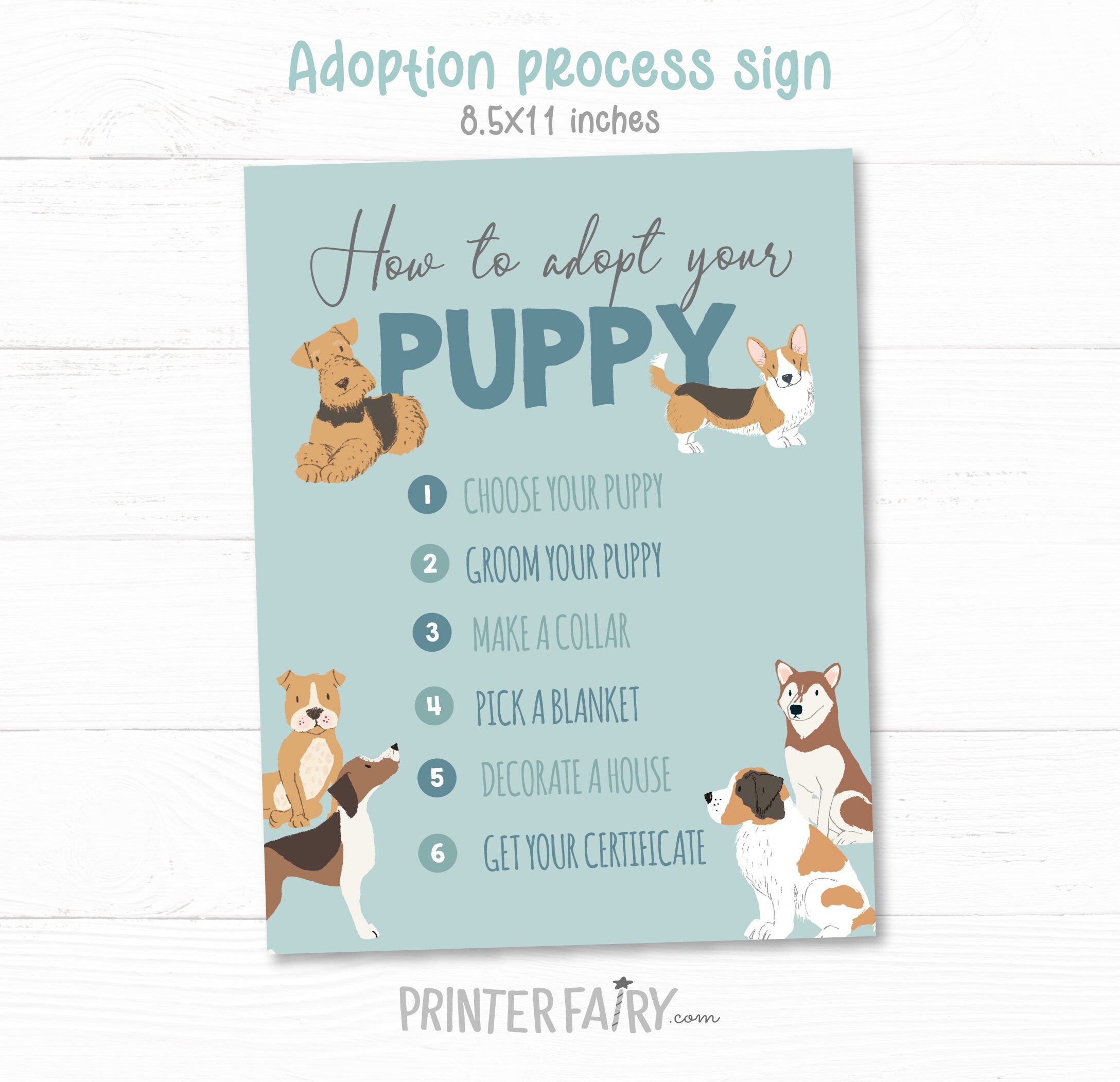 Puppy Adoption Birthday Party Games, 7 Files (Instant Download)