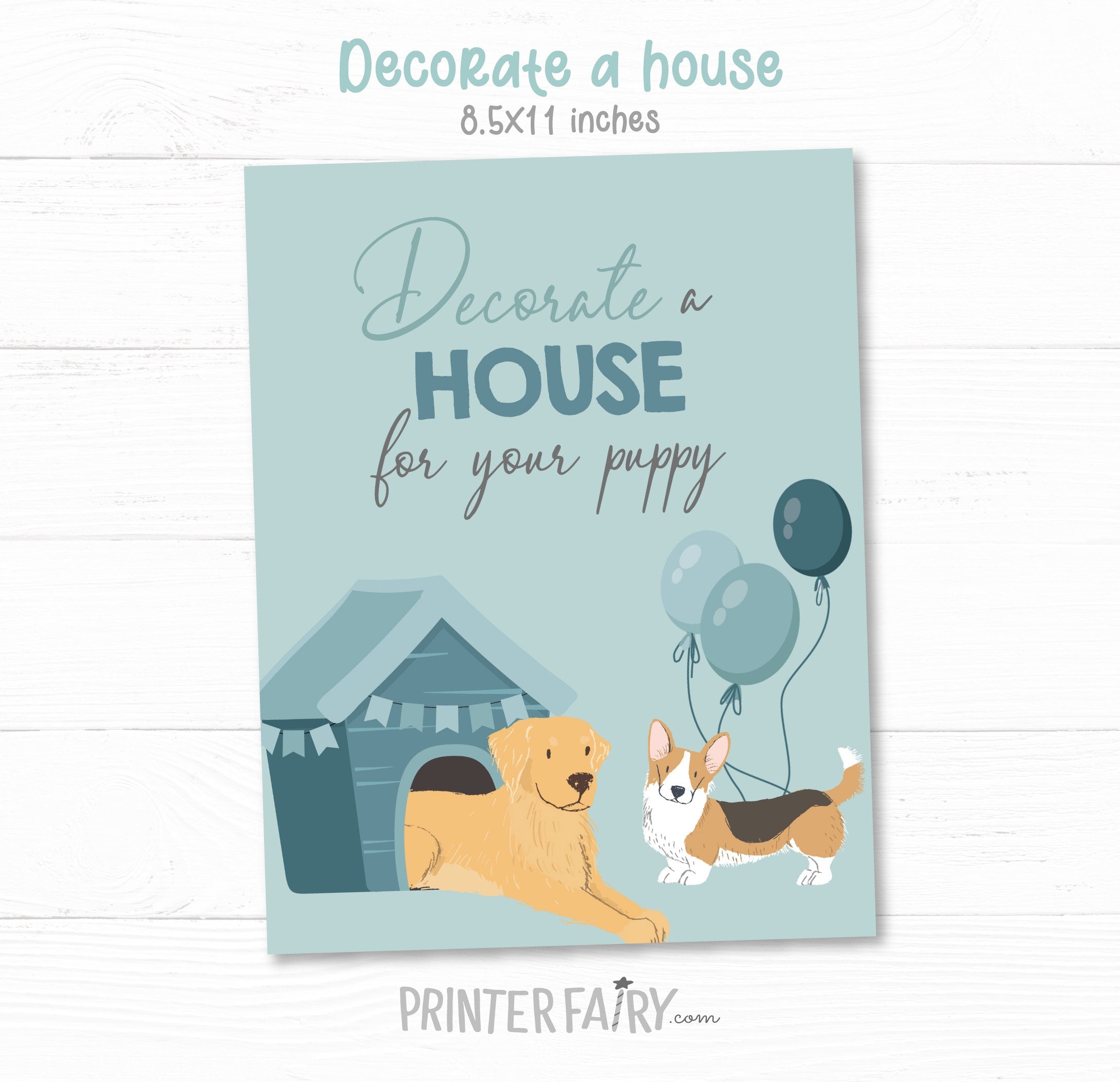 Puppy Adoption Birthday Party Games, 7 Files (Instant Download)