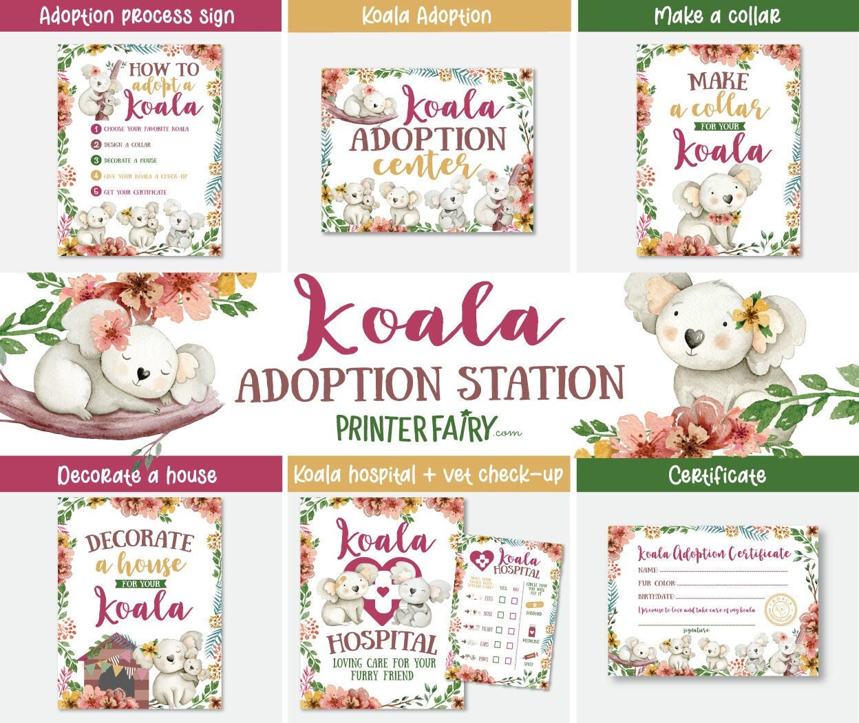Koala Adoption Party Games, Printable Adoption Center Signs (Instant Download)