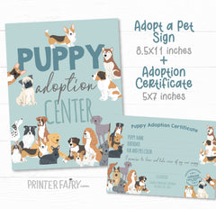 Puppy Adoption Certificate and Sign, Dog Party Decor (Instant Download)
