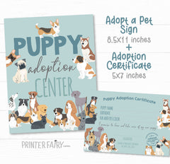 Puppy Adoption Certificate and Sign, Dog Party Decor (Instant Download)