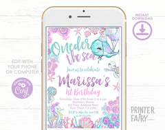 Under The Sea Birthday Invitation, Ocean Party Theme (Editable, Instant Download)