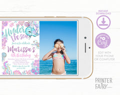 Under the Sea Birthday Invitation with Photo, Ocean Theme (Editable, Instant Download)