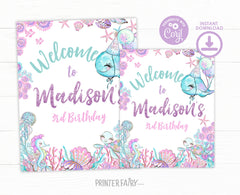Under The Sea Birthday Welcome Sign, Editable Party Decoration (Digital Download)