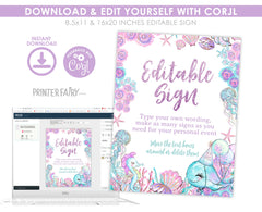 Under The Sea Birthday Sign Template, Ocean Party Decoration (Digital Download)