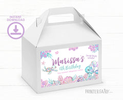 Under The Sea Party Gable Box Labels, Editable Favor Boxes (Digital Download)