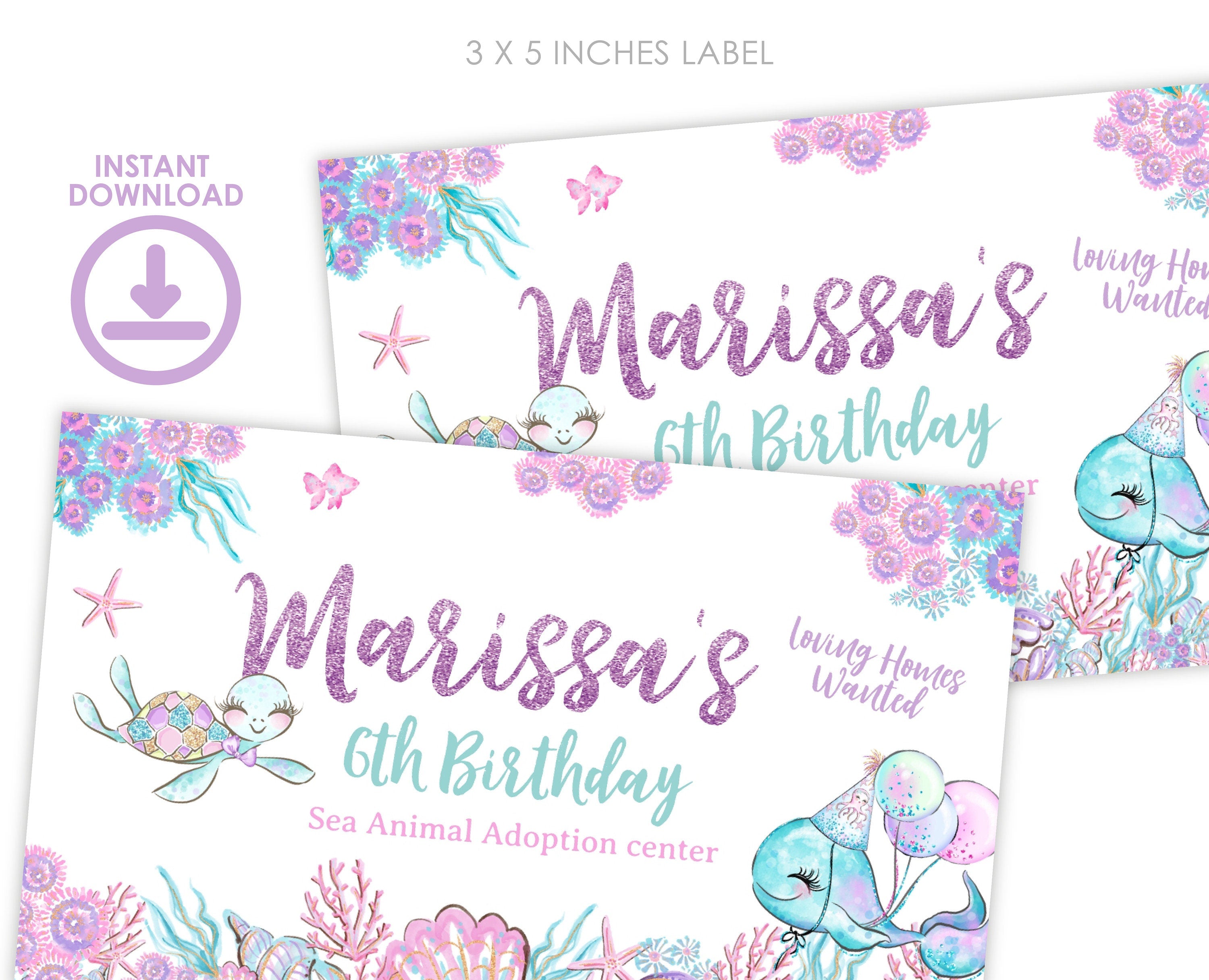 Under The Sea Party Gable Box Labels, Editable Favor Boxes (Digital Download)