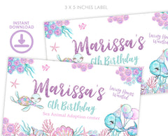 Under The Sea Party Gable Box Labels, Editable Favor Boxes (Digital Download)