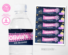 Editable Movie Birthday Water Bottle Label (Digital)