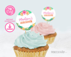 Luau Party Toppers or Round Labels Editable Template, Personalize for any Occassion, INSTANT DOWNLOAD