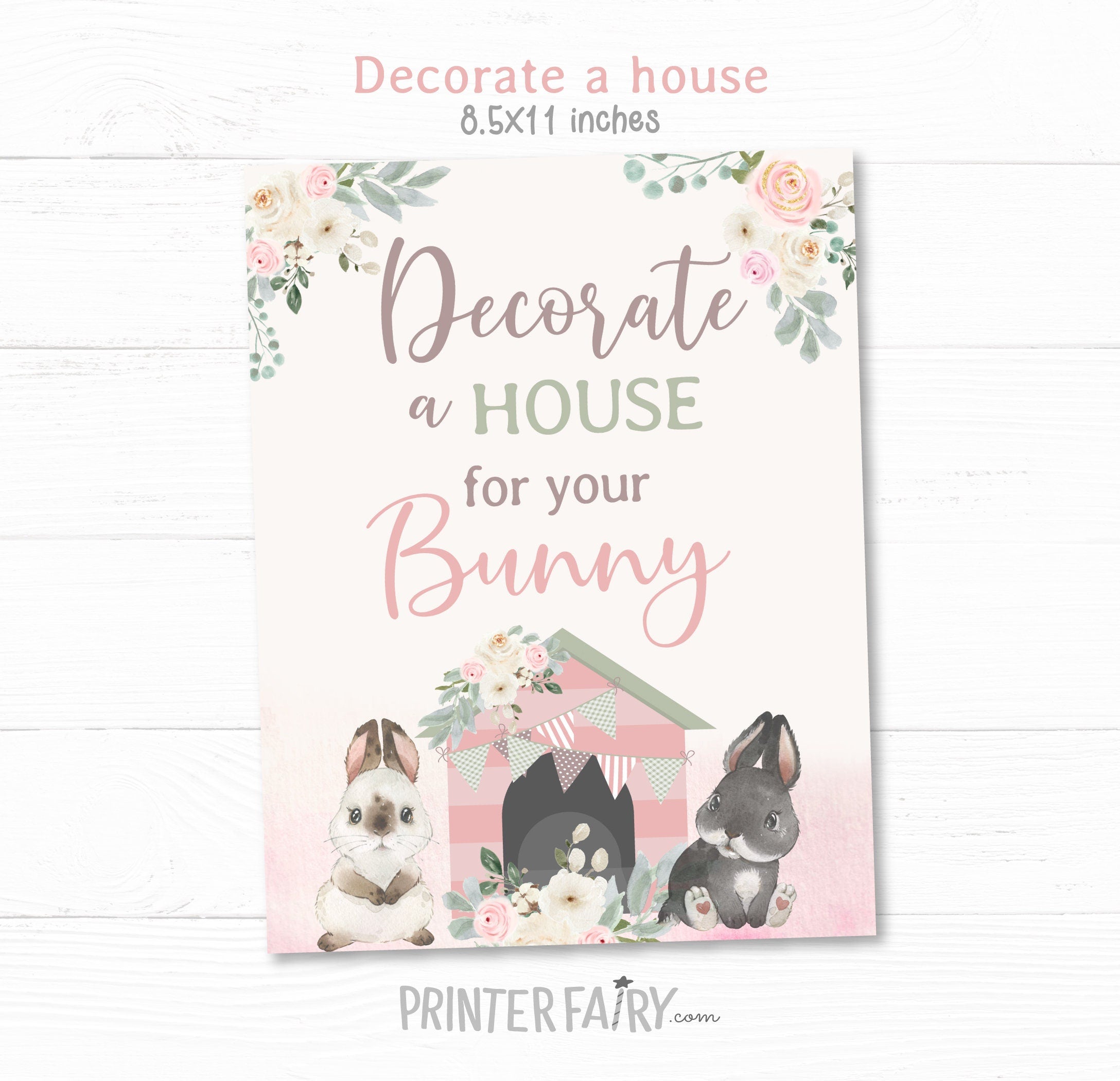 Bunny Adoption Party Kit, Pet Adoption Station (Instant Download)