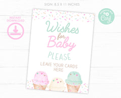 Ice Cream Baby Shower Games, Wishes for Baby Editable Templates, Instant Download