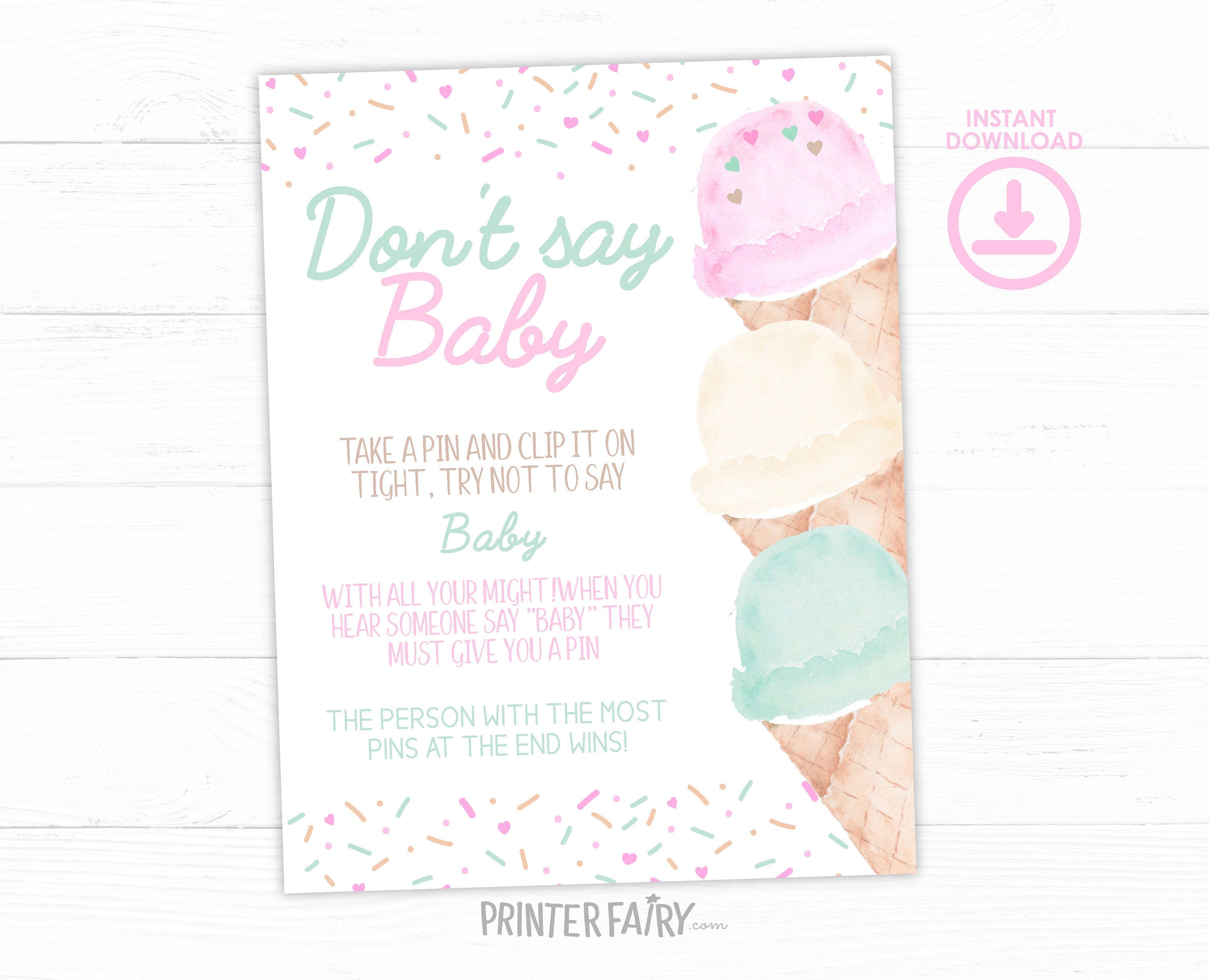 Ice Cream Baby Shower Games Editable Templates, (Digital Instant Download)