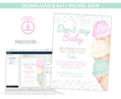 Ice Cream Baby Shower Games Editable Templates, (Digital Instant Download)