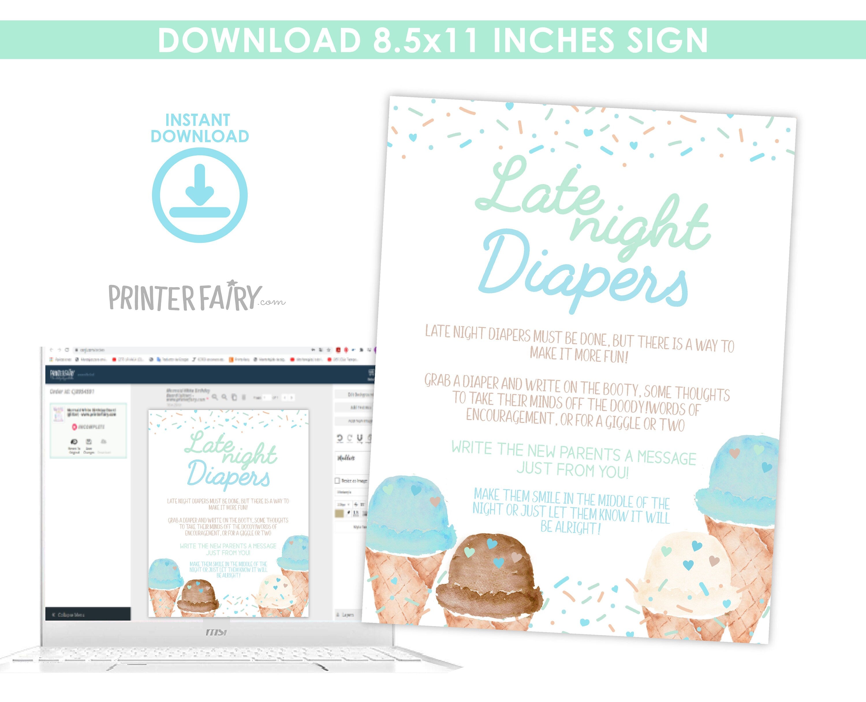 Ice Cream Baby Shower Games Bundle Editable Templates (Digital INSTANT Download)