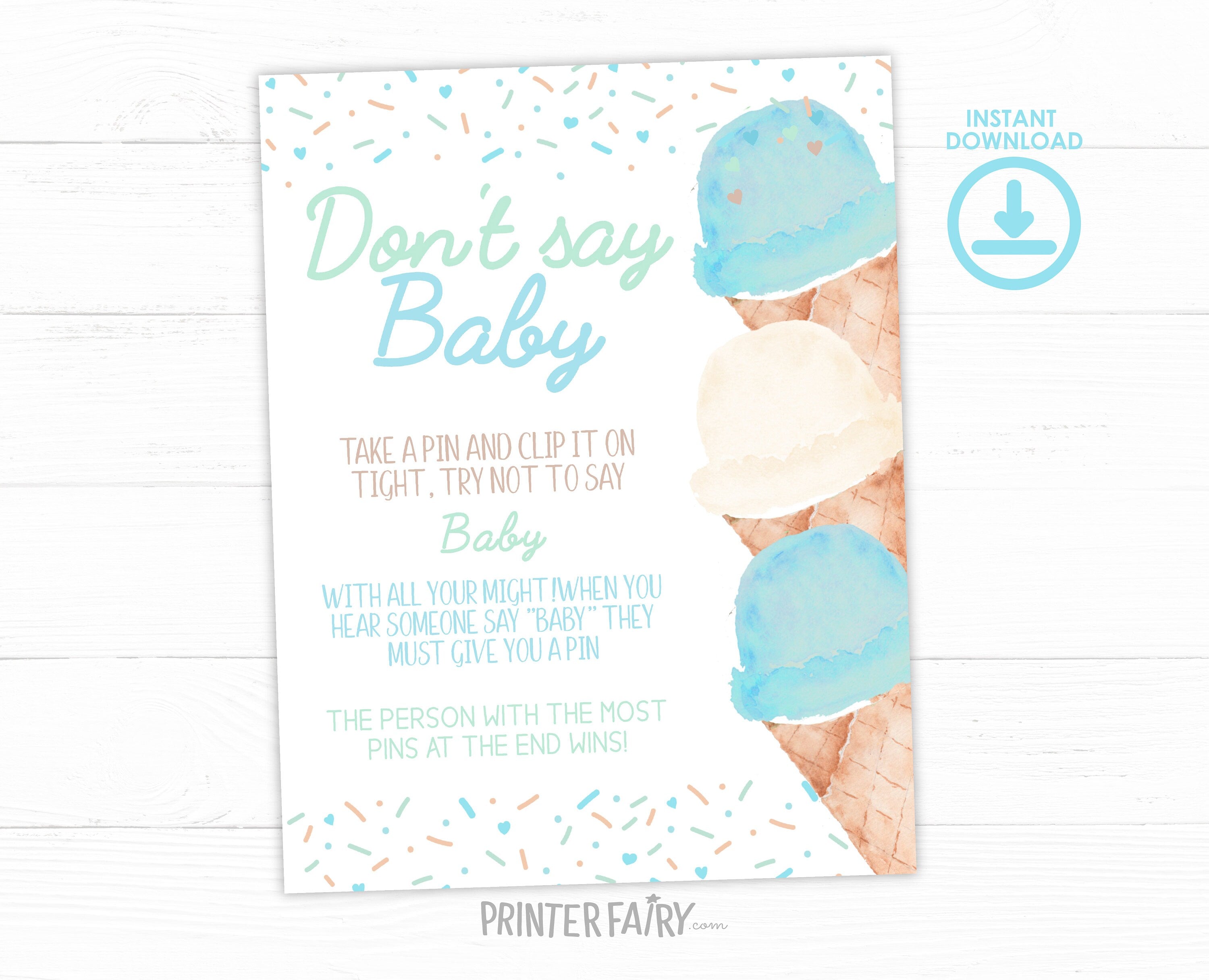 Ice Cream Baby Shower Games Bundle Editable Templates (Digital INSTANT Download)