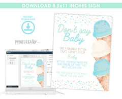 Ice Cream Baby Shower Games Bundle Editable Templates (Digital INSTANT Download)