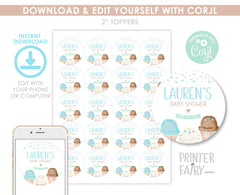 Ice Cream Baby Shower Cupcake Toppers or Labels Editable Template, (Digital Instant Download)