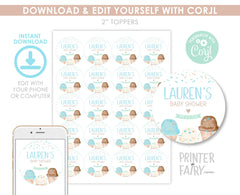 Ice Cream Baby Shower Cupcake Toppers or Labels Editable Template, (Digital Instant Download)