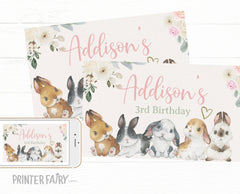 Bunny Party Gable Favor Box Labels, EDITABLE Template, INSTANT DOWNLOAD