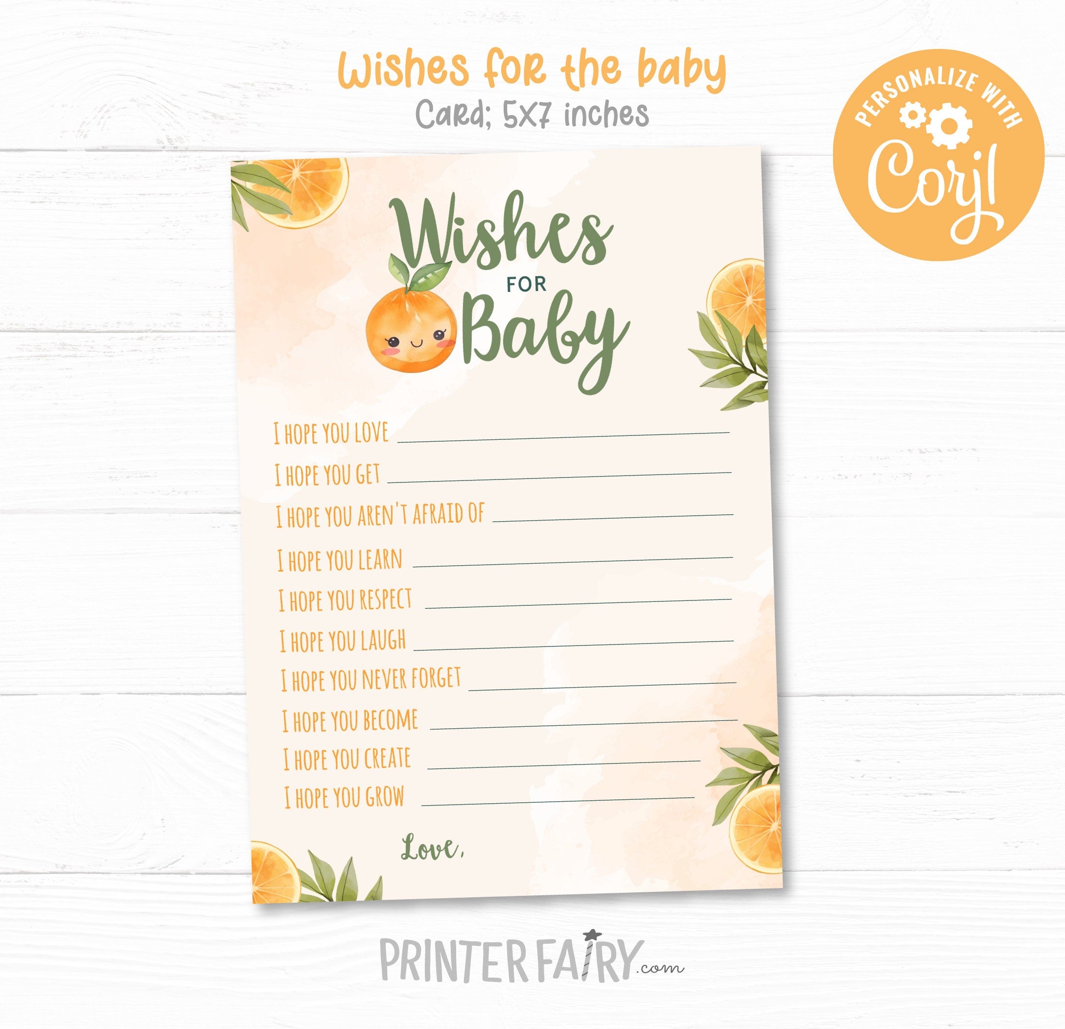 Orange Little Cutie Baby Shower Games, Editable (Digital Download)