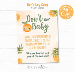 Orange Little Cutie Baby Shower Games, Editable (Digital Download)