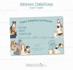Puppy Adoption Certificate and Sign, Dog Party Decor (Instant Download)
