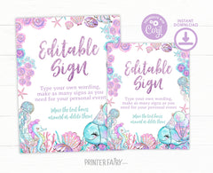 Under The Sea Birthday Sign Template, Ocean Party Decoration (Digital Download)